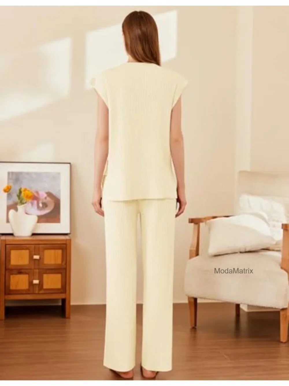 Women's 2 Piece Knit Lounge Set Sweater Vest Pants Matching Loungewear